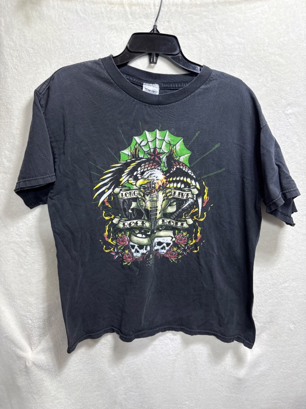 90's Graphic T-Shirt Long Live Rock n' Roll Guitar Men's Single Stitch 25" X 21"
